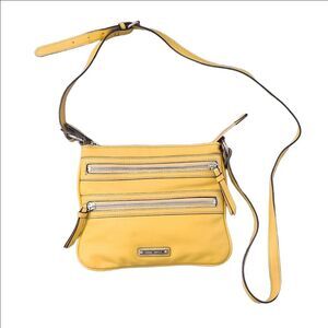 Nine West Yellow Crossbody Bag Multi Zip Travel Purse
